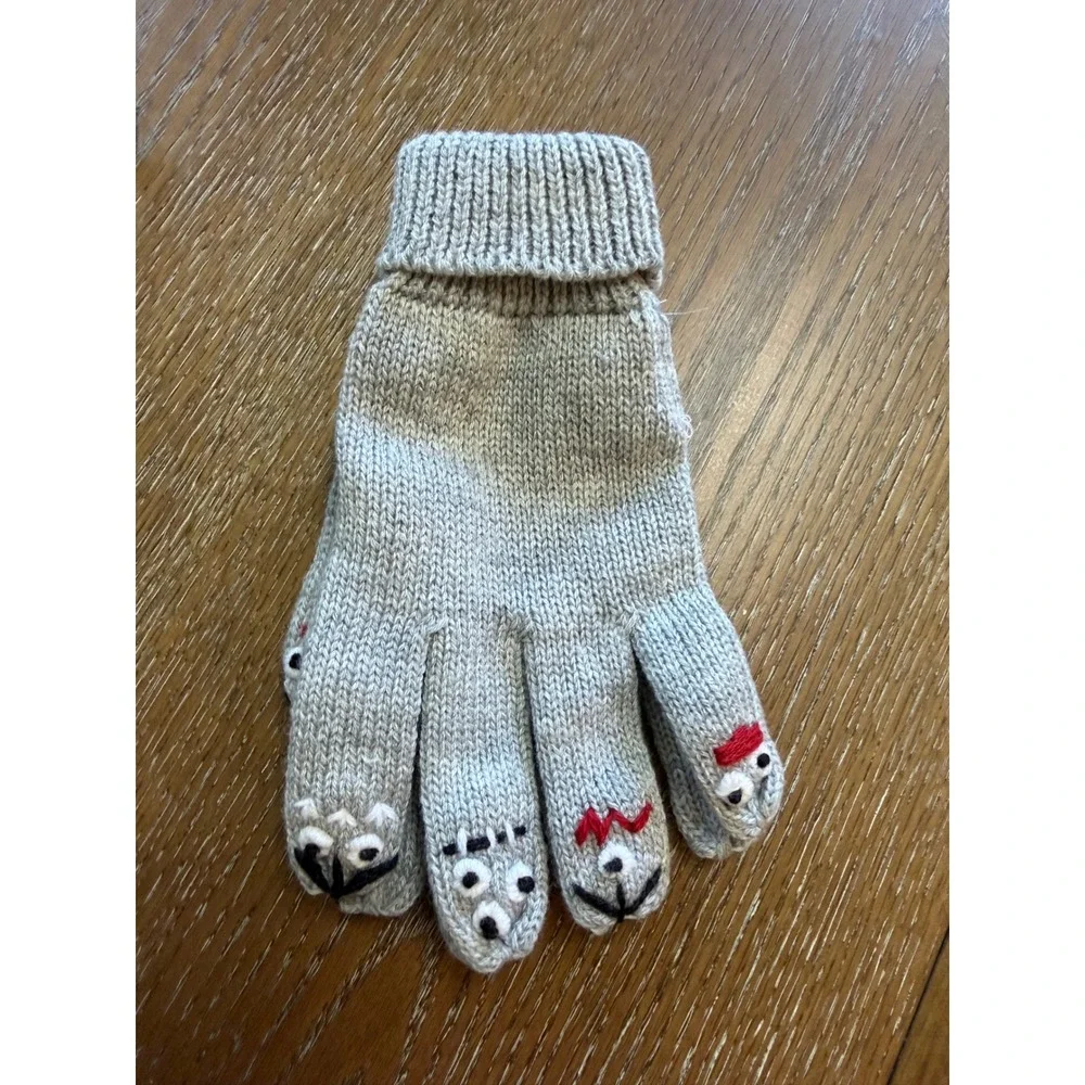 Kids Halloween costume Monster Gray Finger Knit Gloves OSFM NWT